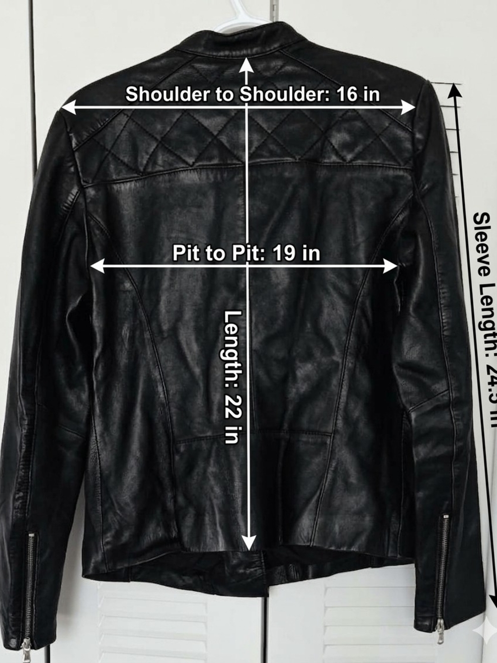 Danier Black Genuine Leather Quilted Moto Jacket - Asymmetric Zip Size S